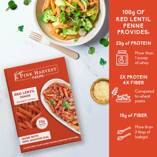 Pink Harvest Farms: Red Lentil Penne Pasta