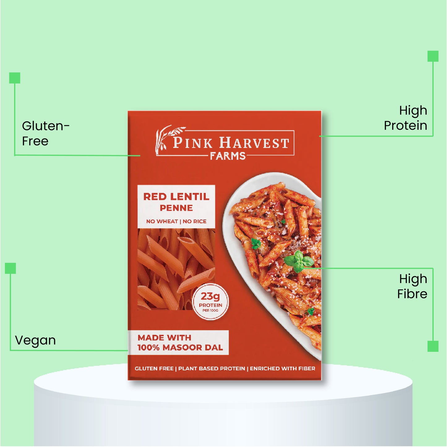 Pink Harvest Farms: Red Lentil Penne Pasta
