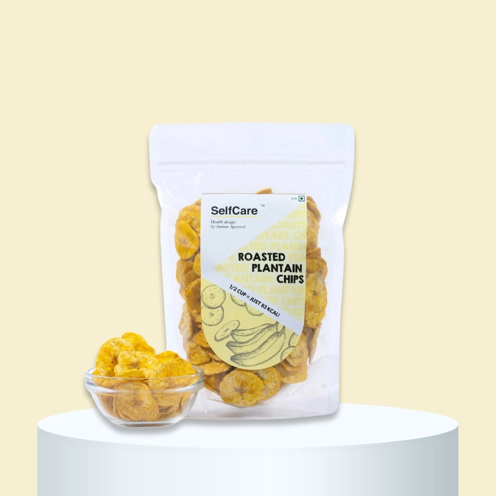 Roasted banana chips, healthy banana snack, low-oil