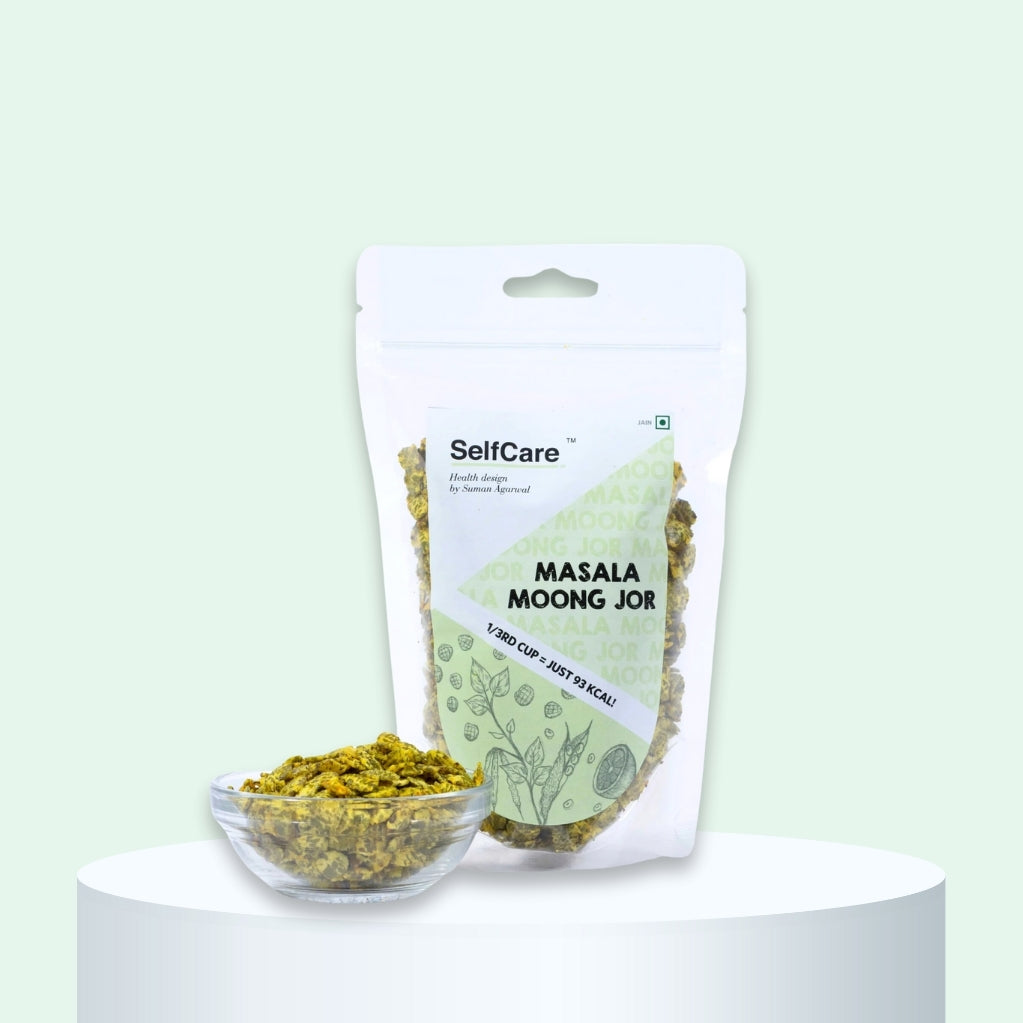 Roasted moong jor, spicy Indian snack, protein-rich
