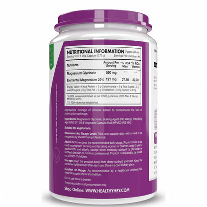 Magnesium Glycinate High Absorption for Sleep, Cramps, & Nerves Health -550mg - 90